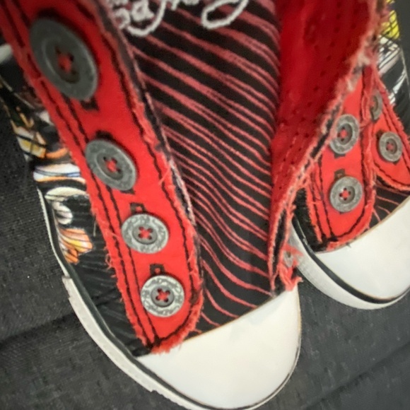 Don Ed Hardy Design Boys Size 1 Canvas Laceless Art to Wear Unique Shoes.Sz-1 - Picture 10 of 16